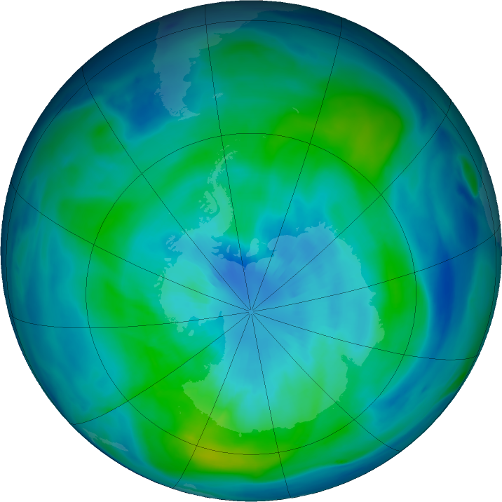 Antarctic ozone map for 24 March 2024